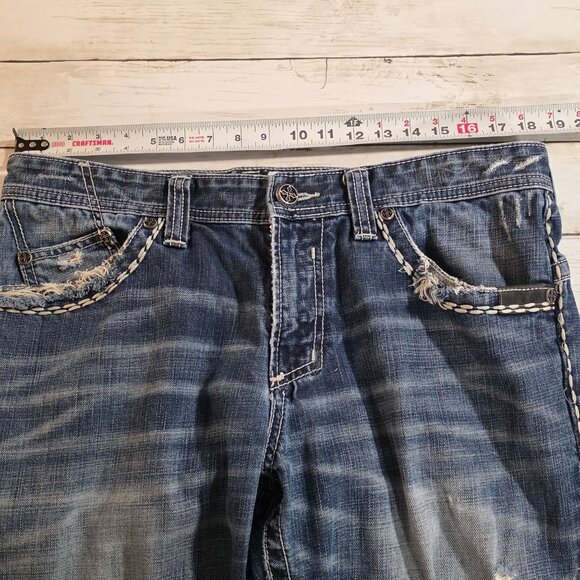 Affliction Black Premium Cooper Denim Jeans Men 36 Long Distressed Casual Grunge - Picture 6 of 10